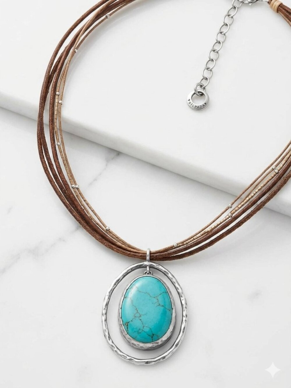 Silpada Sterling Silver .925 Turquoise Cord Necklace
